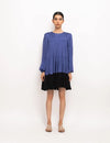 Blue-Black Gather Short Dress