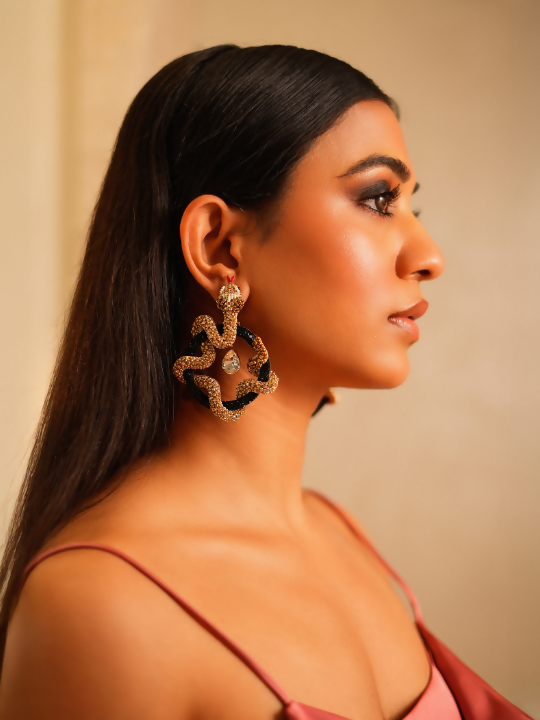 Black snake earrings