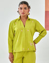 Lemon Shirt With Floral Embroidery