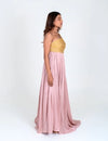 Pink-Yellow Braided Bustier Gather Gown