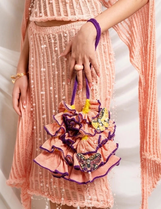 PEARL FLUTTER RUFFLE POTLI BAG