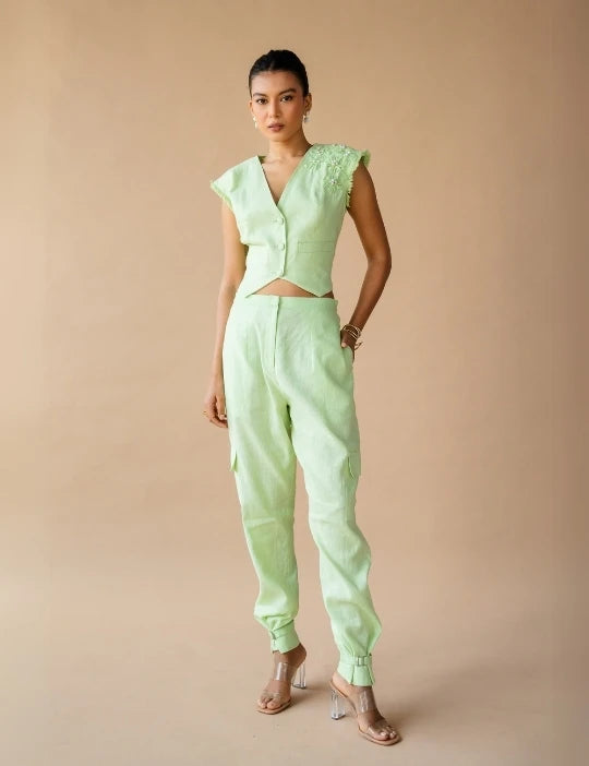 3D Floral Waist Coat + Pants