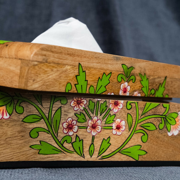Floral - Wooden Tissue Box