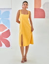 Yellow A-line dress