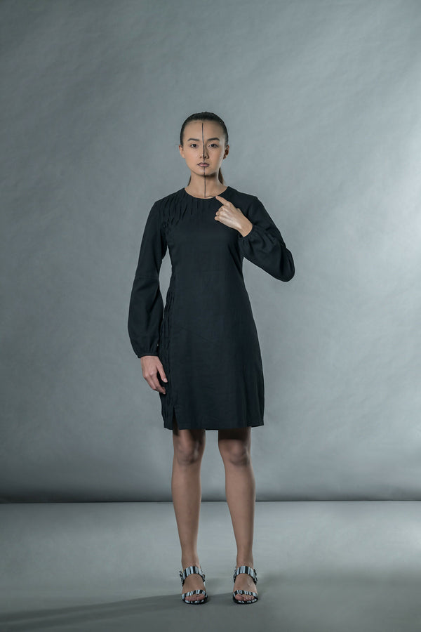 Dress with Wave Pleats