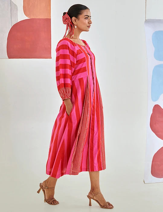 Striped Box Pleat Dress