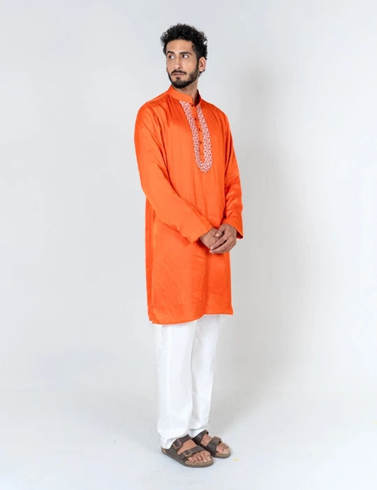 Orange Braid Kurta Set