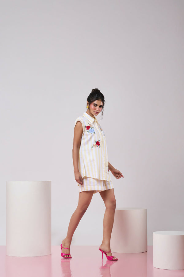 Striped Yellow & White Shirt and Short set