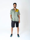 Green-Yellow Color-Blocked Shirt