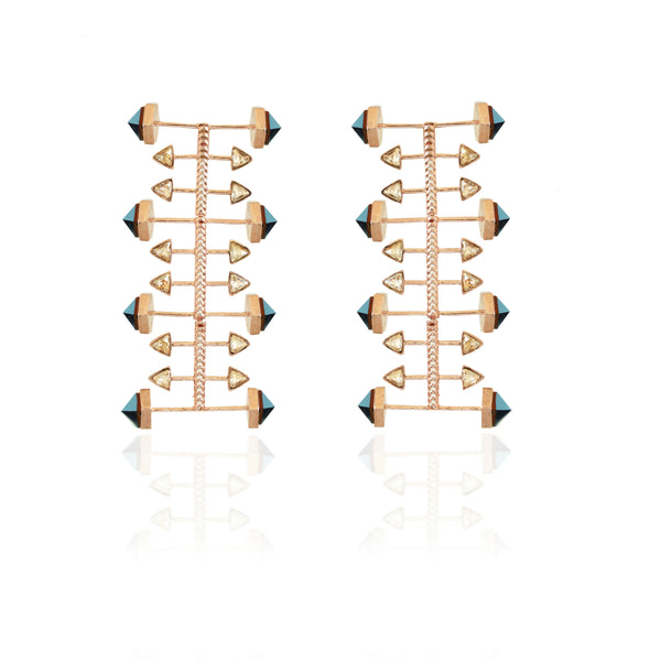 Kensho Earrings- Blue in Rosegold