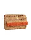 Brown Slim Real Raffia Clutch