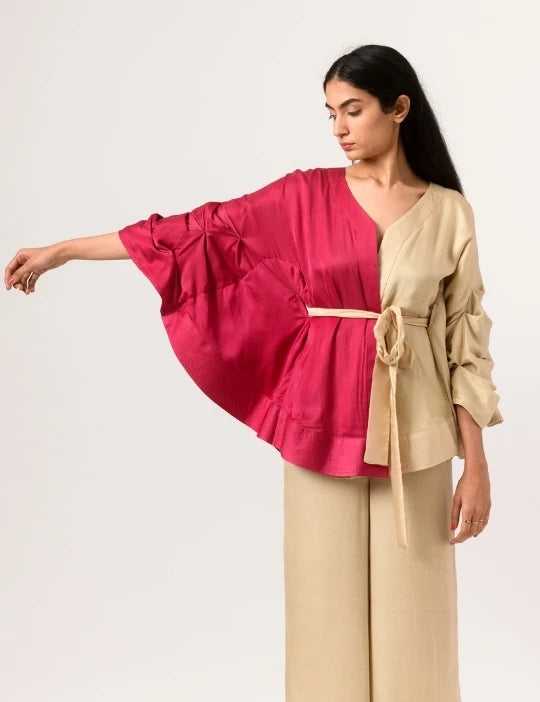 Wine-Ecru Cape Set