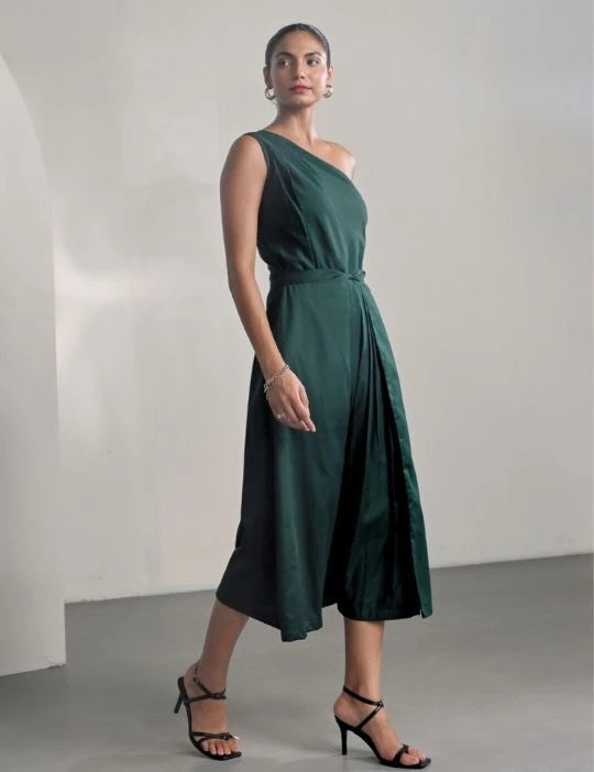 Green One Shoulder Dress