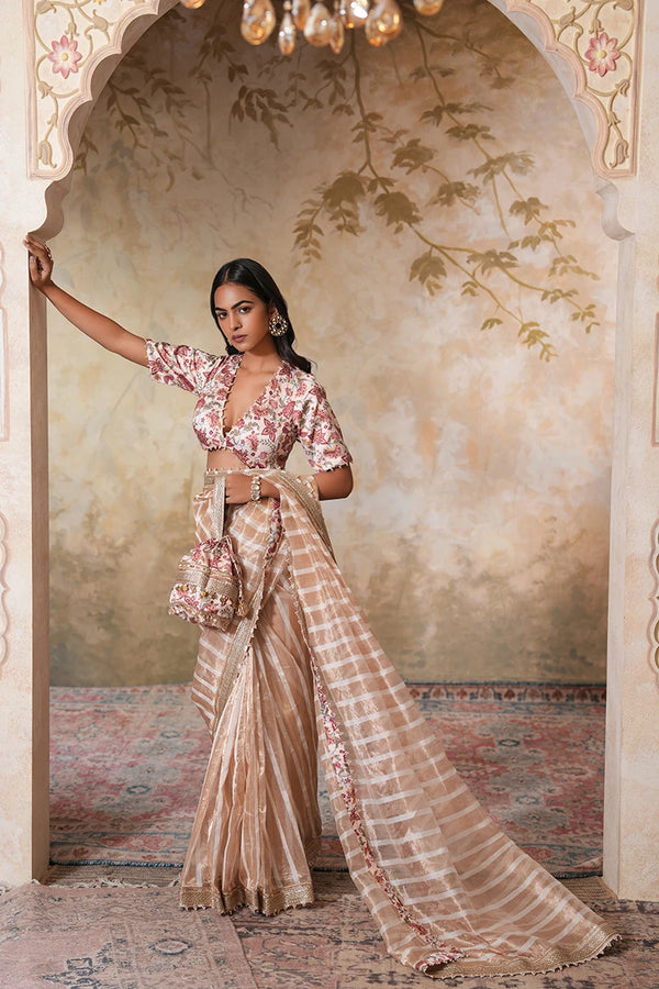 Zarina Pearl Tissue Silk Saree