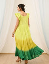 Lime Green Ombre Flared Maxi Dress