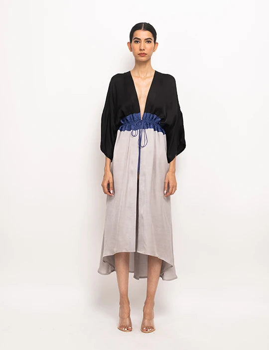 Black-Blue-Grey High Low Cape